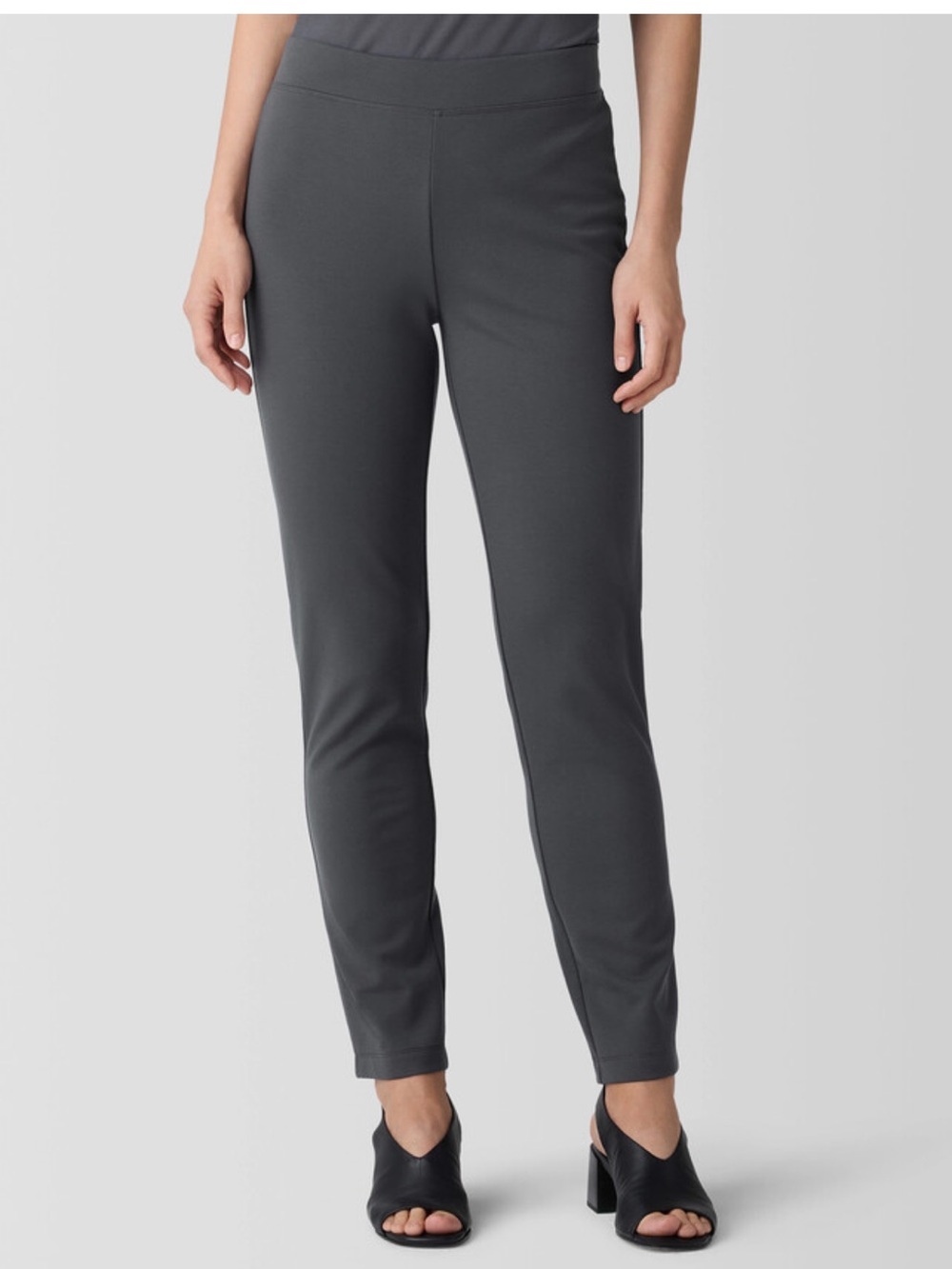 Eileen Fisher Slim Ponte Trousers - Dark Gray Ankle Pants Stretch Washable S/P